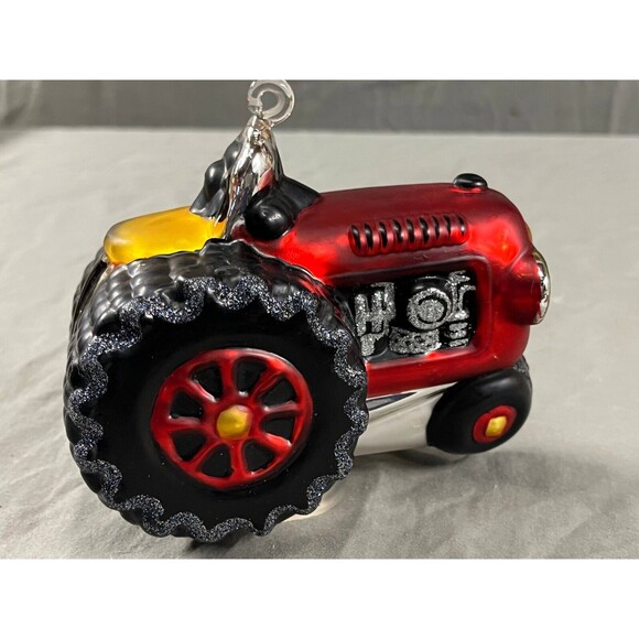 Department 56 Mercury Glass Red Farm Tractor Ornament Handblown Glass Ornament - Picture 3 of 9